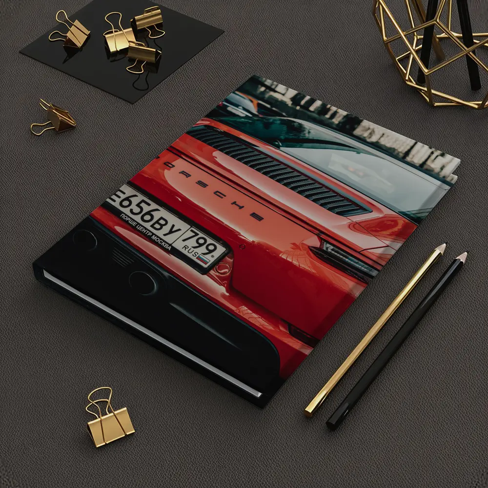 Red Porsche 911 Rear View City Street – Notebooks