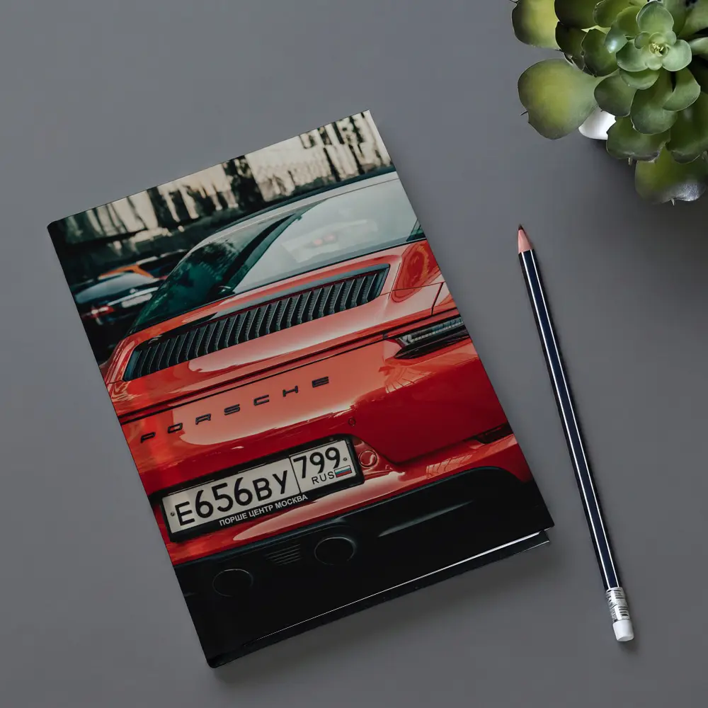 Red Porsche 911 Rear View City Street – Notebooks