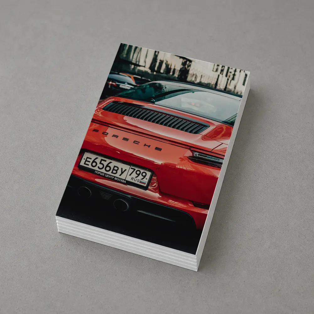 Red Porsche 911 Rear View City Street – Postcards