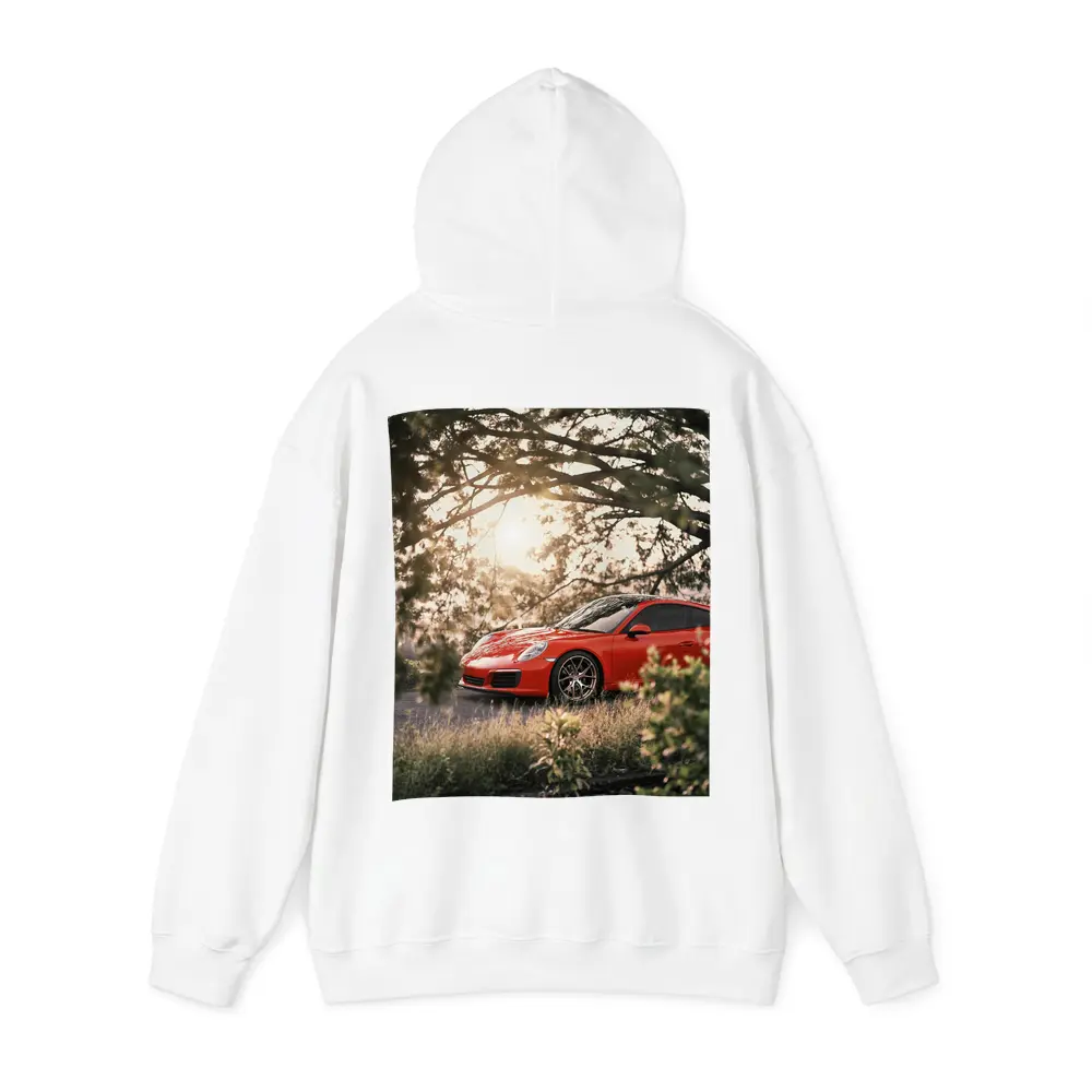 Red Porsche 911 Parked Under Golden Trees – Hoodies