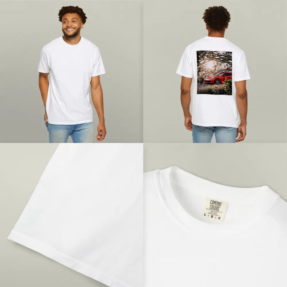 Red Porsche 911 Parked Under Golden Trees – T-Shirts