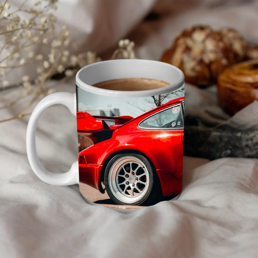 Red Porsche 911 Rear Wing Urban Street – Mugs