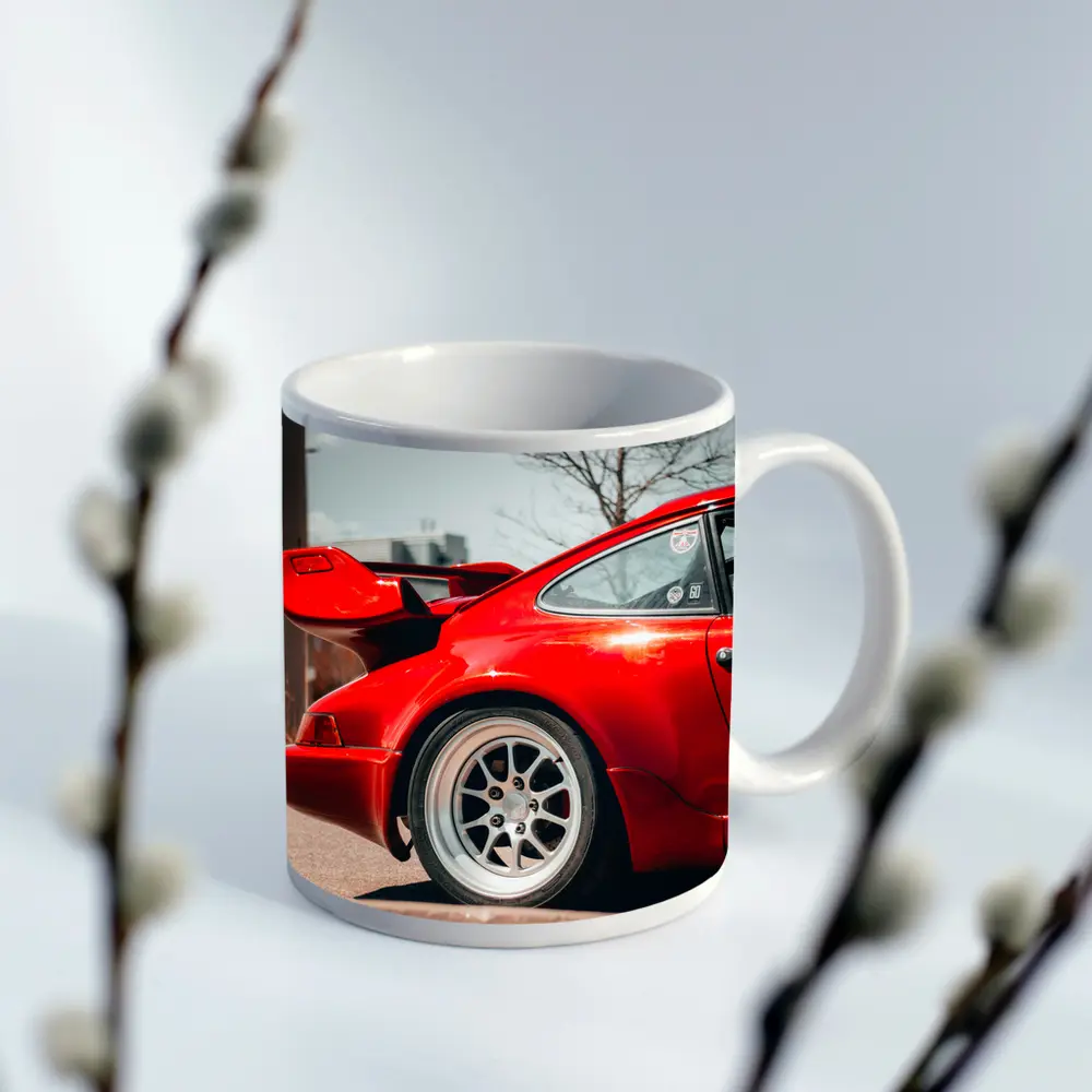 Red Porsche 911 Rear Wing Urban Street – Mugs