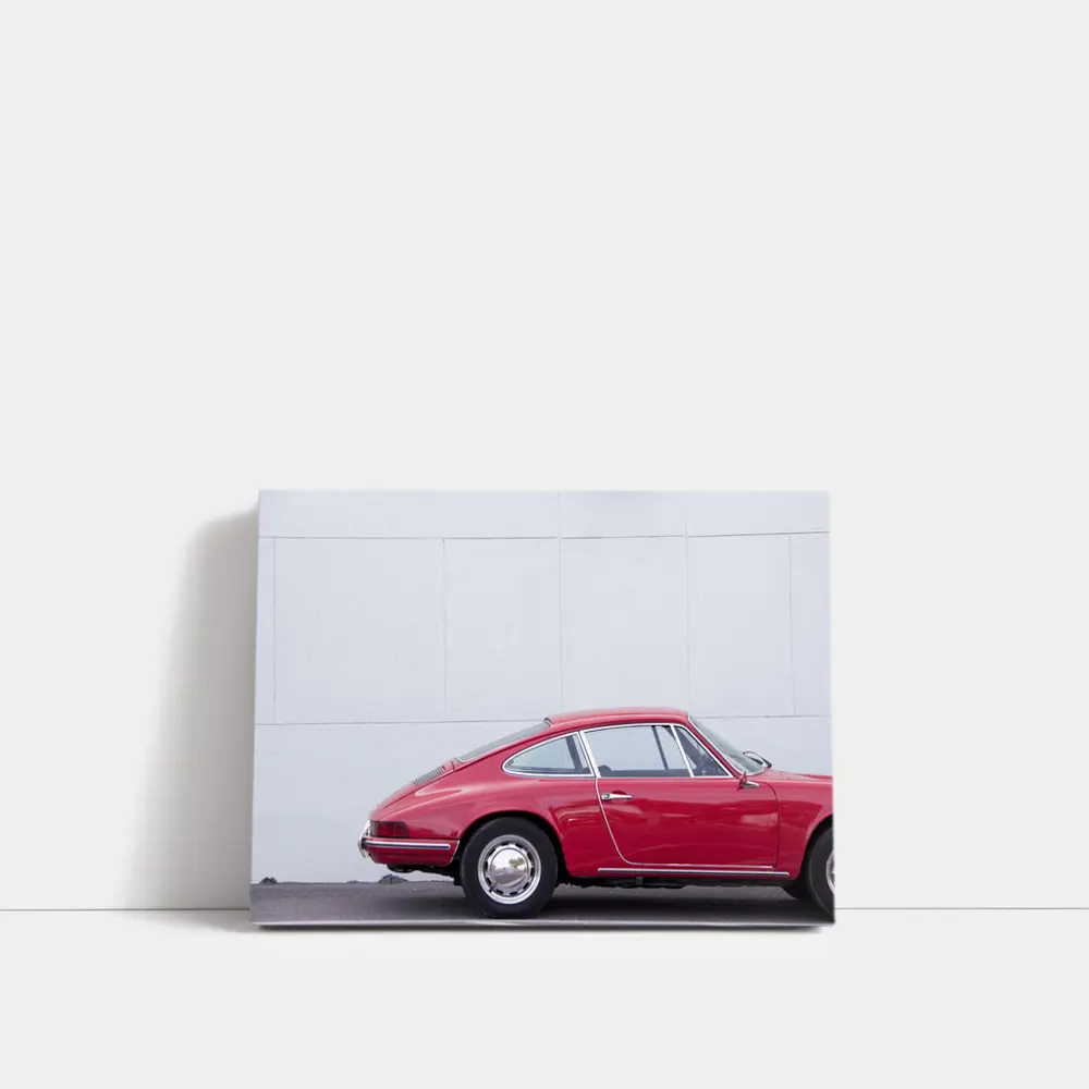 Classic Red Porsche 911 Against White Wall – Wall Art