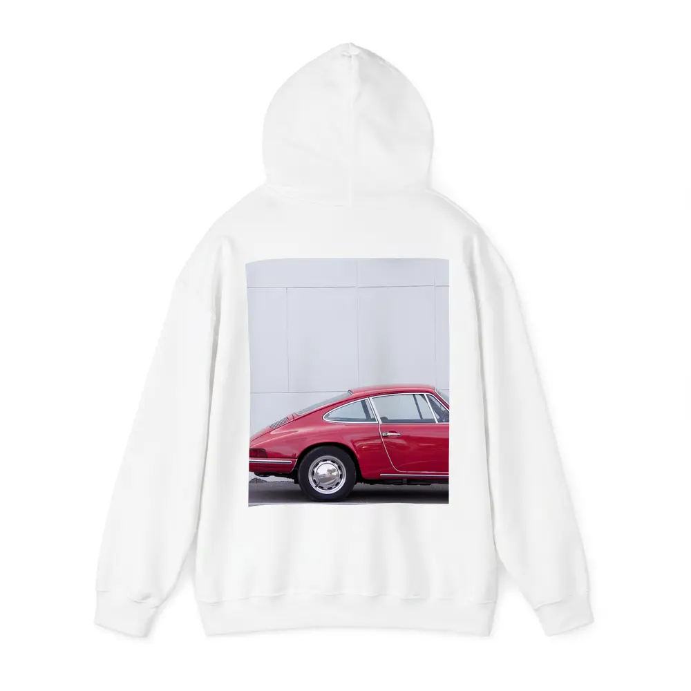 Classic Red Porsche 911 Against White Wall – Hoodies
