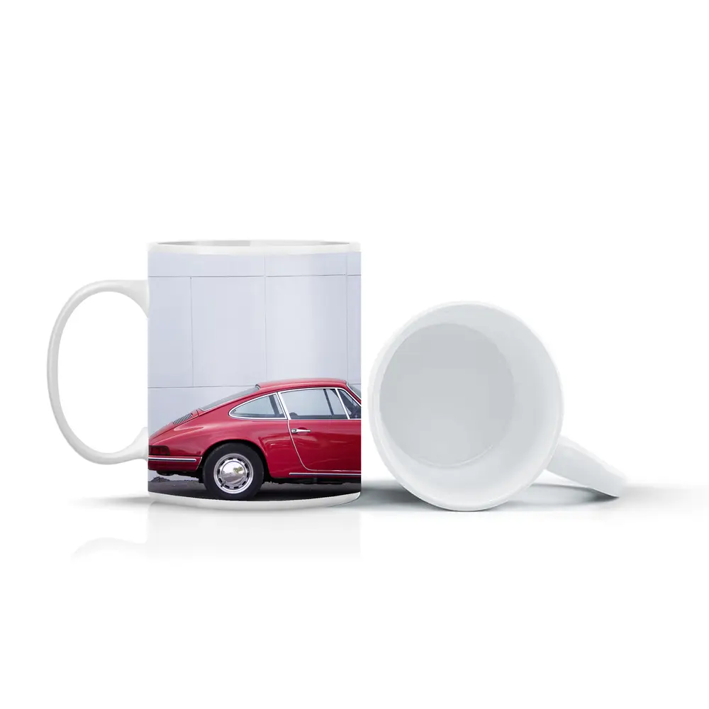 Classic Red Porsche 911 Against White Wall – Mugs