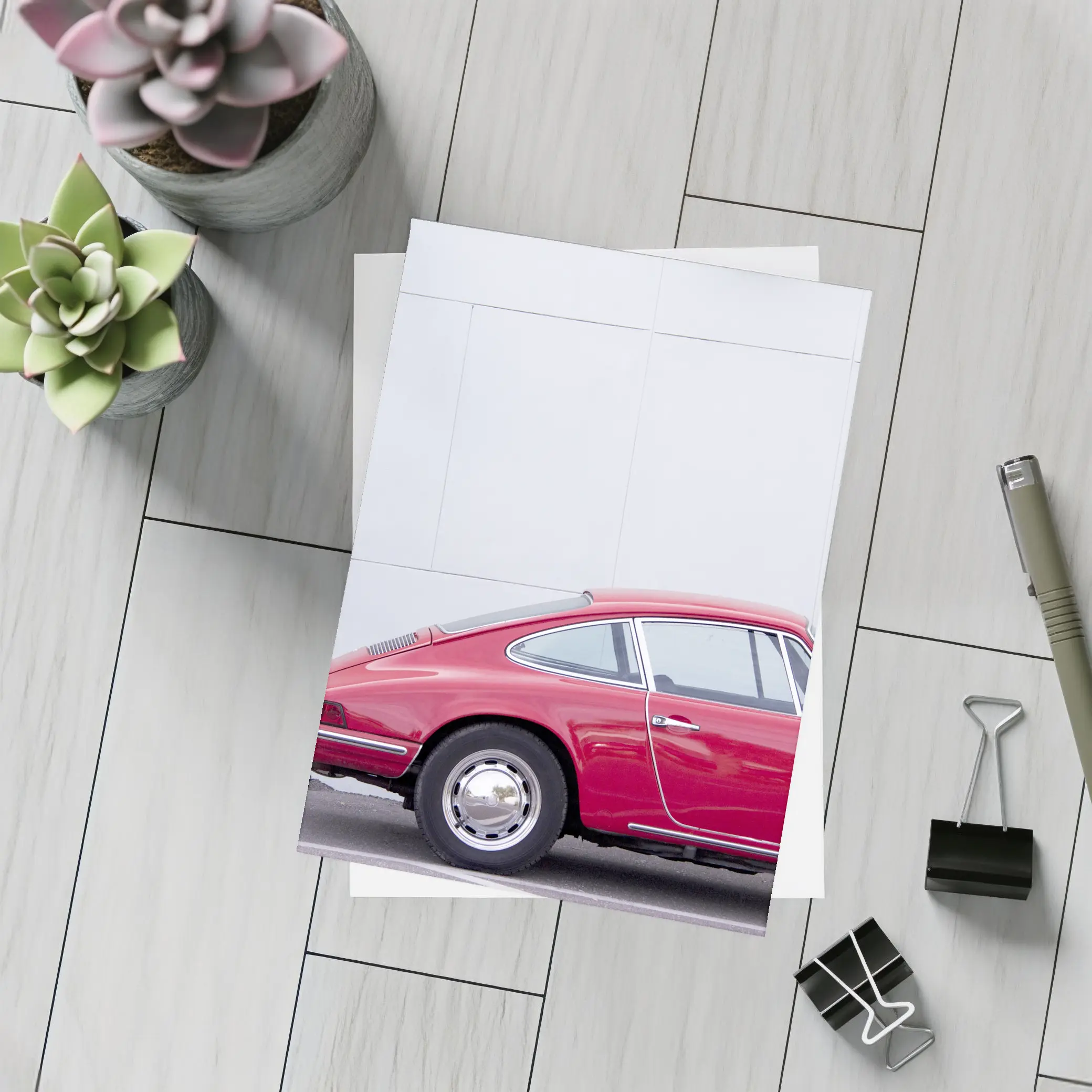 Classic Red Porsche 911 Against White Wall – Postcards