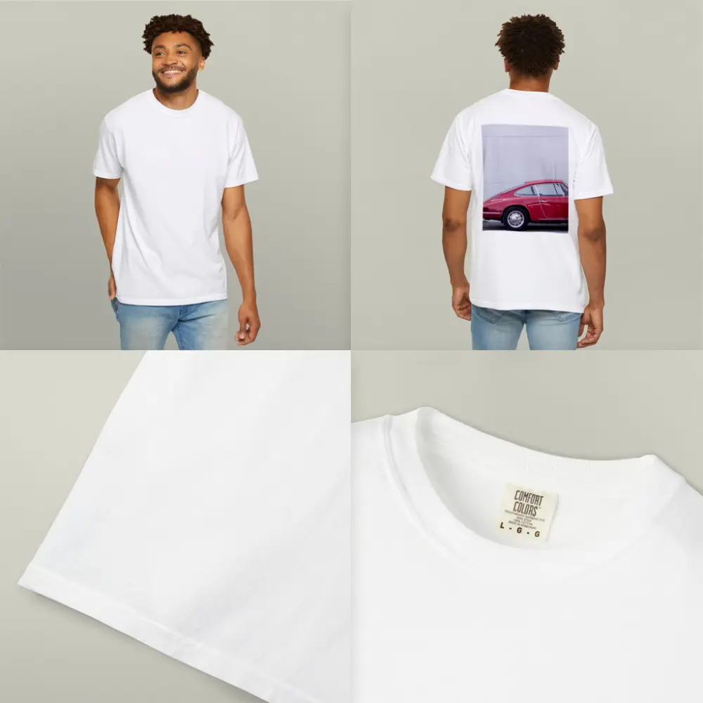 Classic Red Porsche 911 Against White Wall – T-Shirts