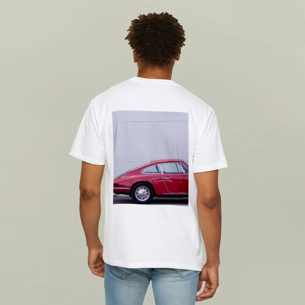 Classic Red Porsche 911 Against White Wall – T-Shirts