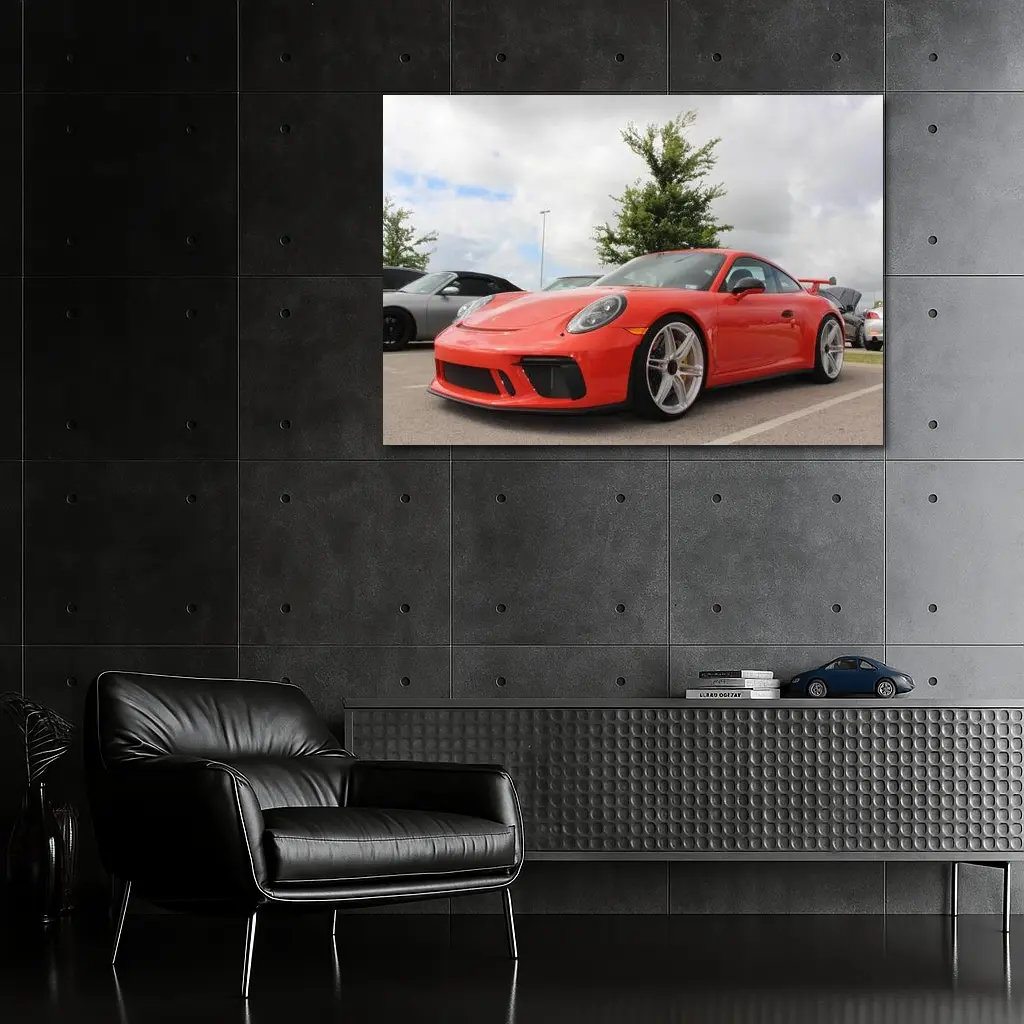Porsche 911 GT3 Red Parking Lot – Wall Art