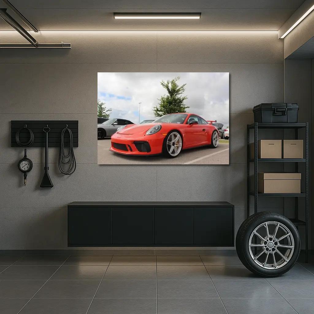 Porsche 911 GT3 Red Parking Lot – Wall Art