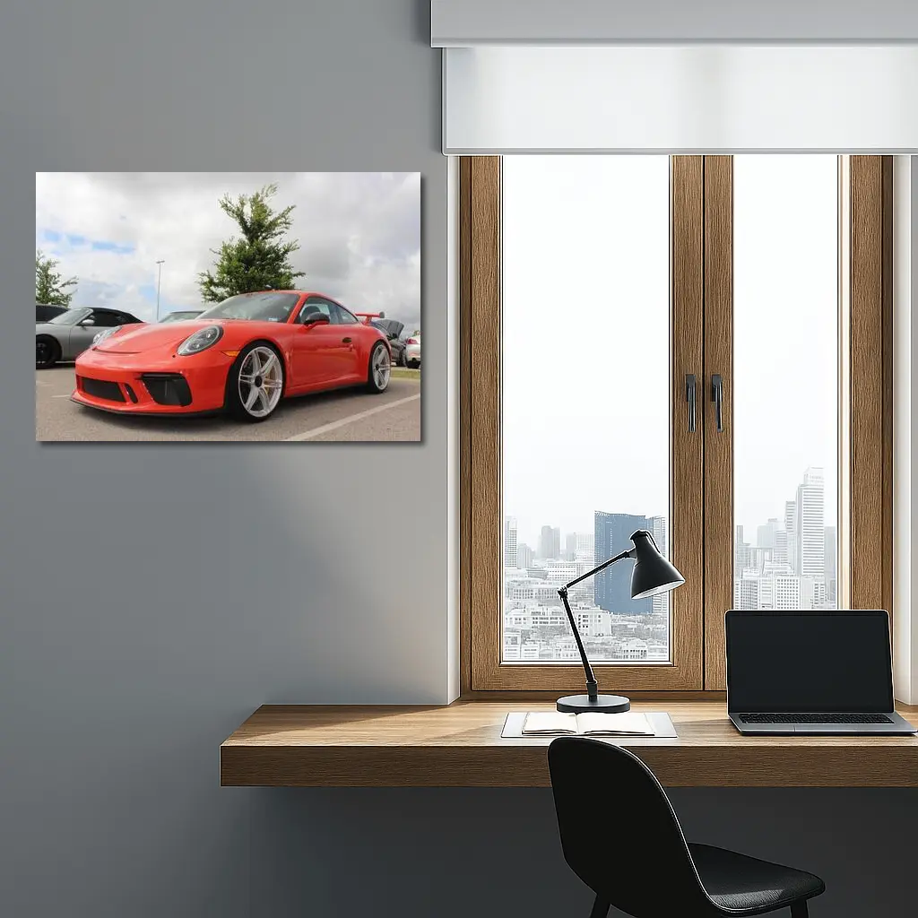 Porsche 911 GT3 Red Parking Lot – Wall Art