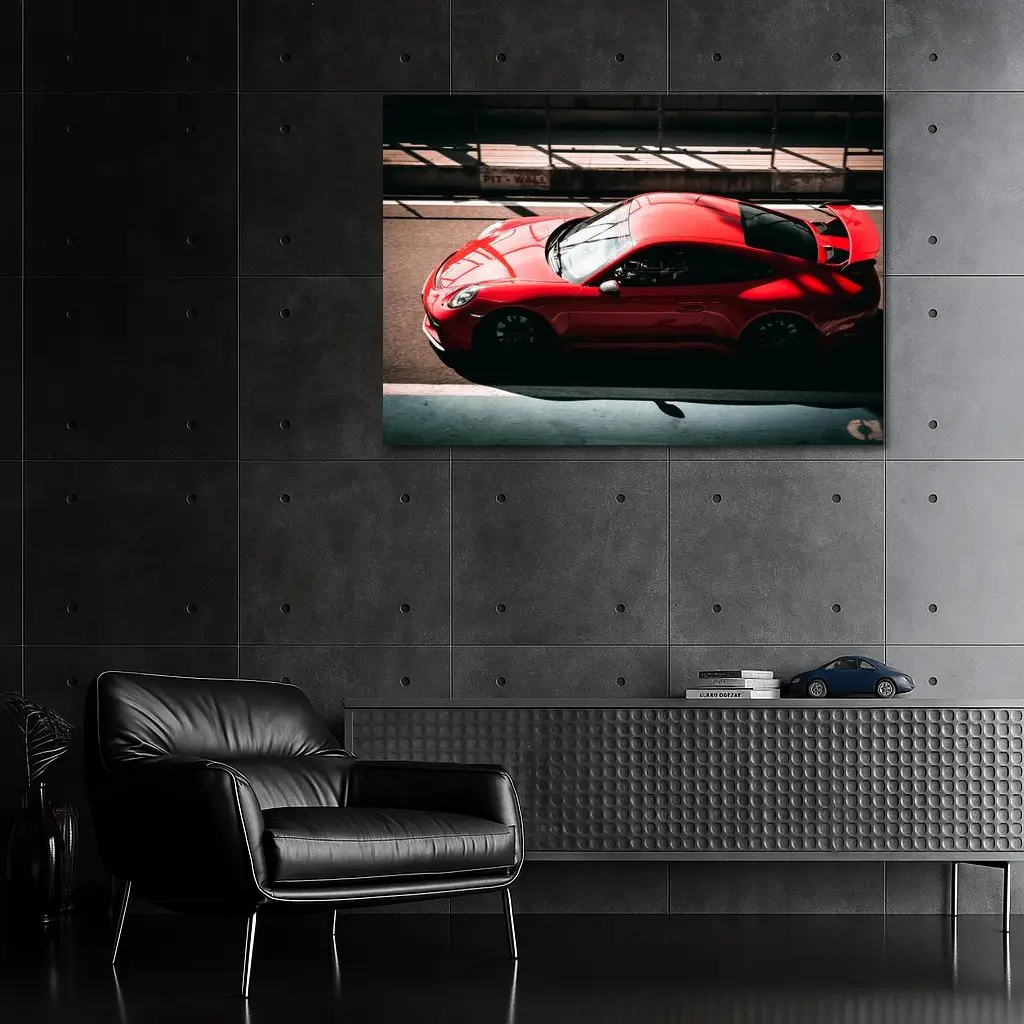 Red Porsche 911 GT3 On Race Track – Wall Art