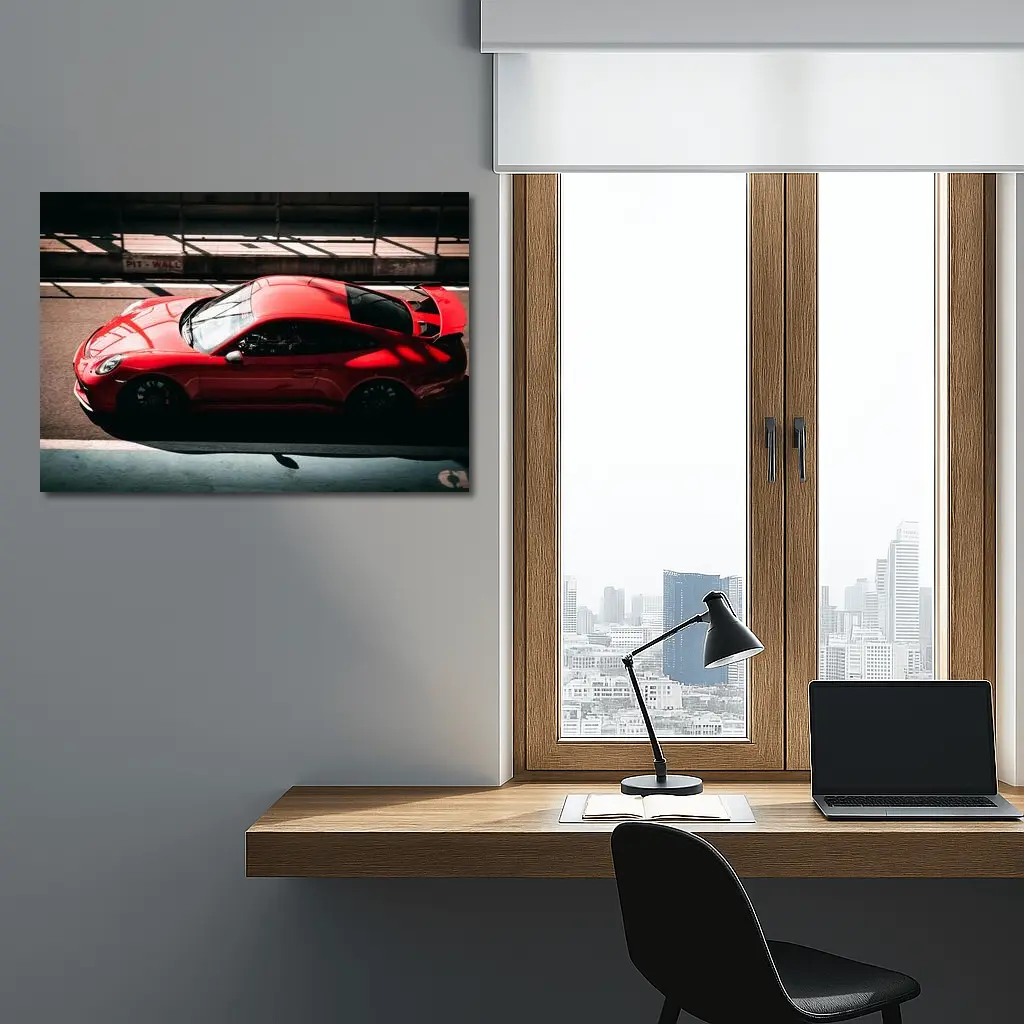 Red Porsche 911 GT3 On Race Track – Wall Art