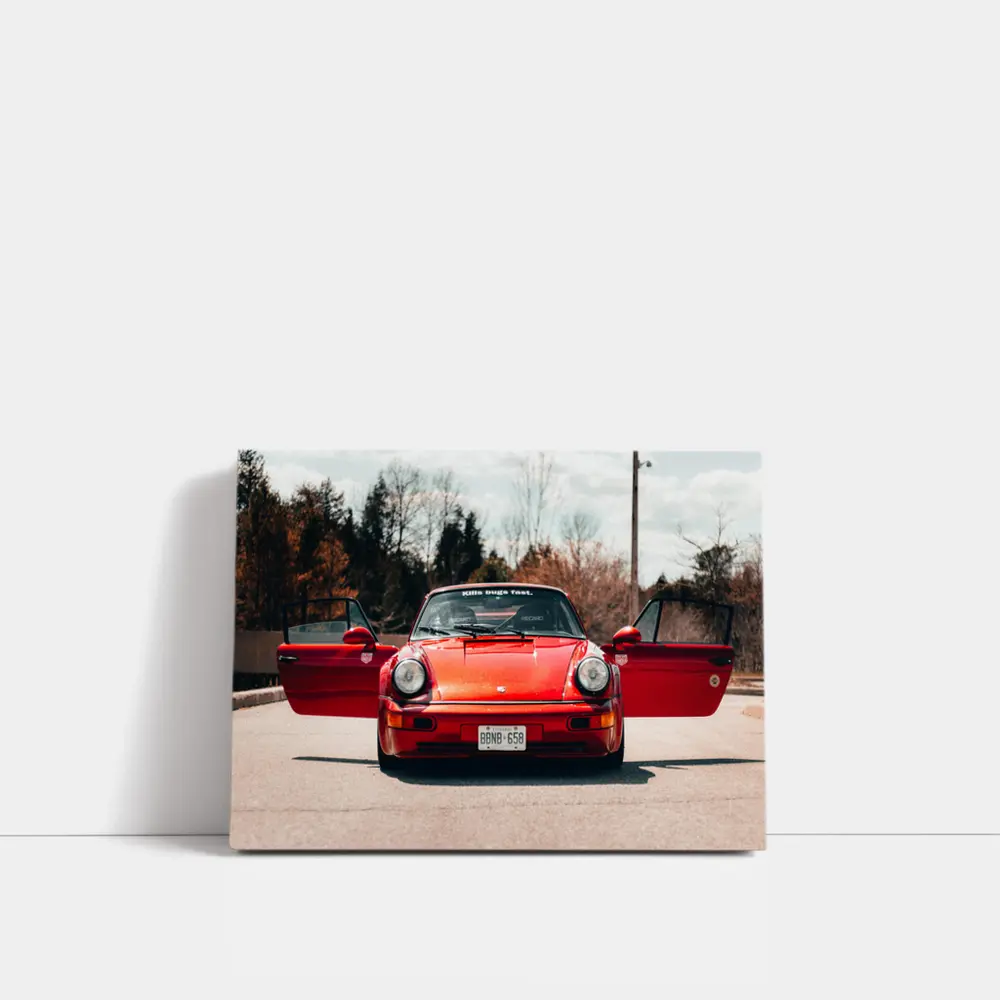 Red Porsche 911 Front View Doors Open – Wall Art