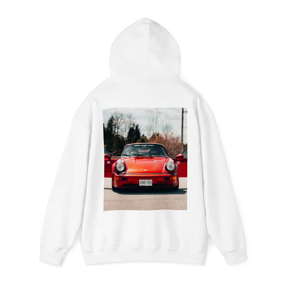 Red Porsche 911 Front View Doors Open – Hoodies