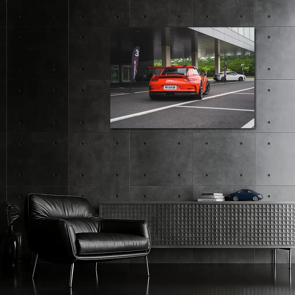 Porsche 911 GT3 RS Orange Rear View – Wall Art