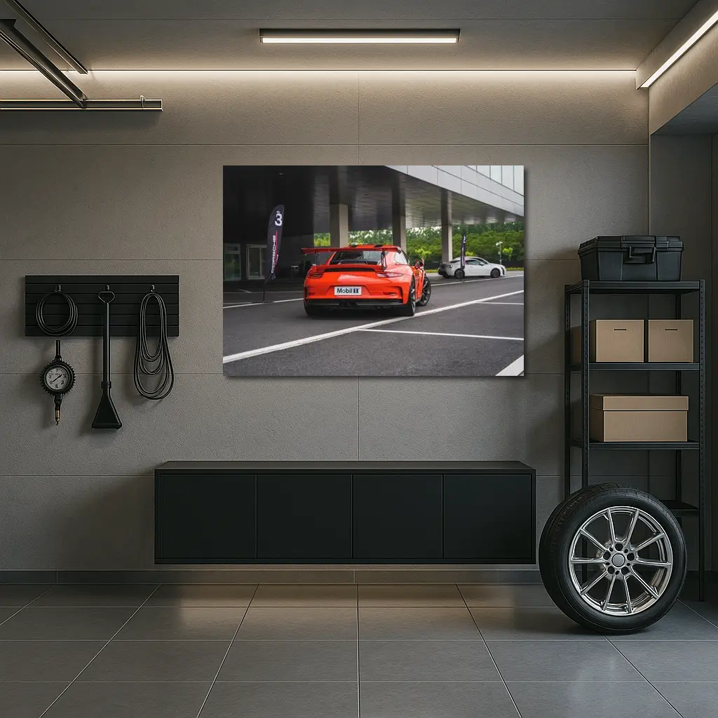 Porsche 911 GT3 RS Orange Rear View – Wall Art