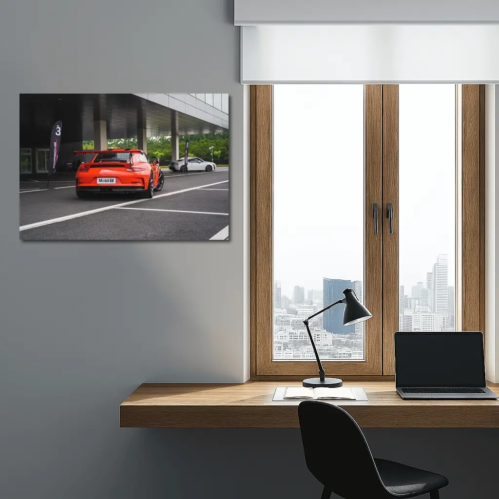 Porsche 911 GT3 RS Orange Rear View – Wall Art