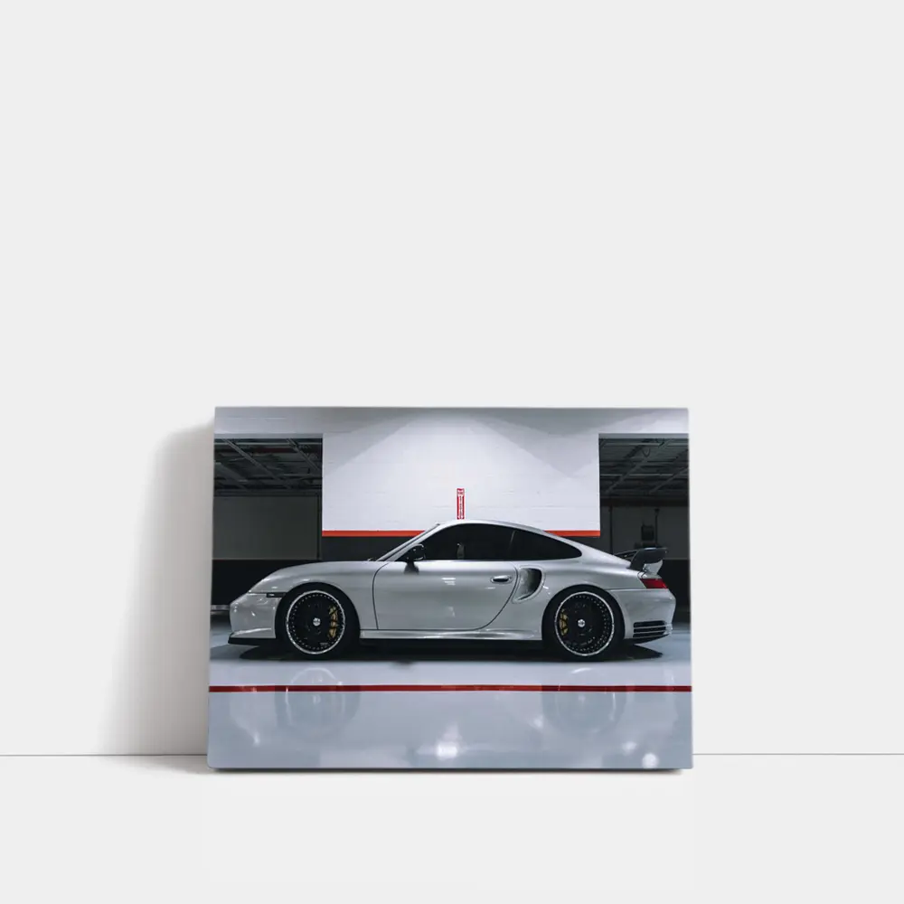 Porsche 911 Turbo Silver Garage Side Profile – Wall Art