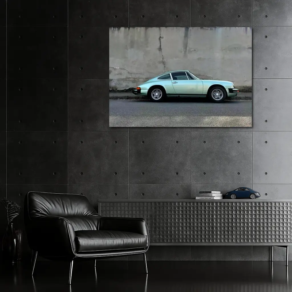 Porsche 911 Mint Green Classic Street Side – Wall Art