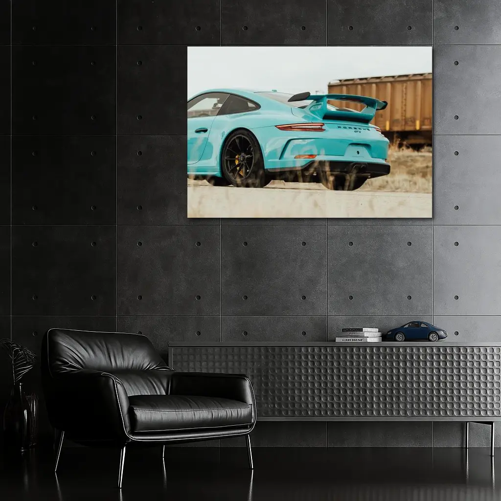 Porsche GT3 Miami Blue Rear Shot – Wall Art