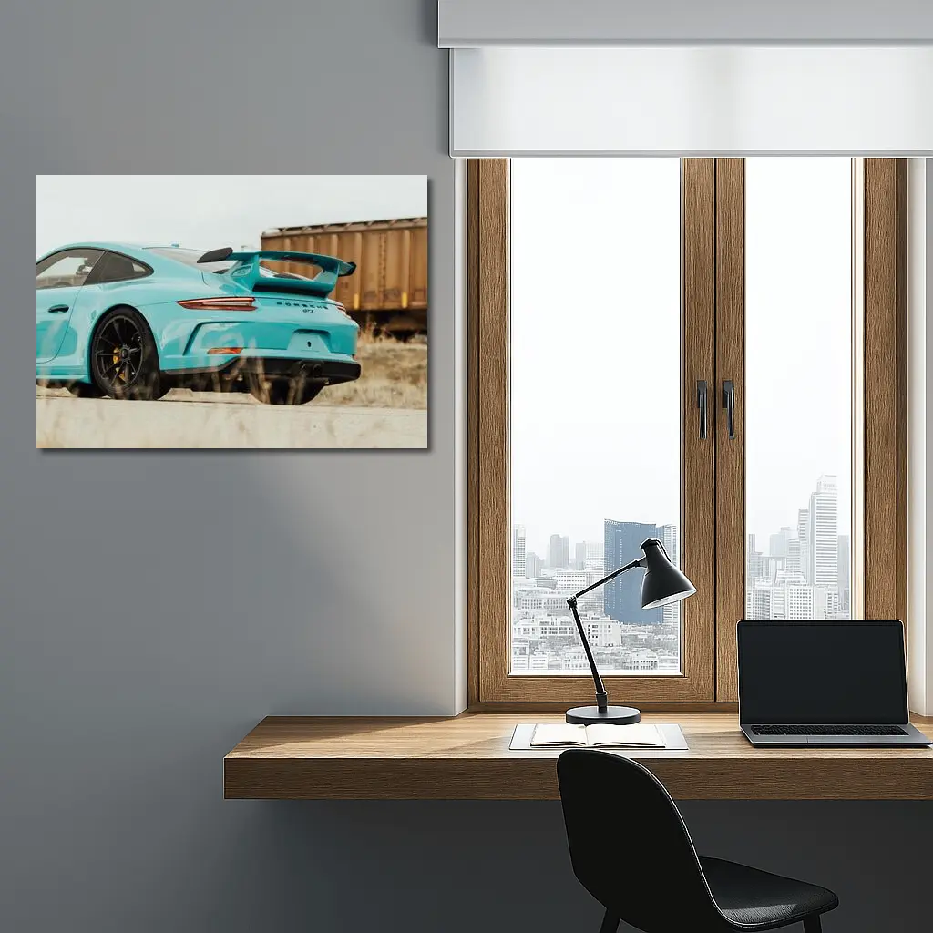 Porsche GT3 Miami Blue Rear Shot – Wall Art
