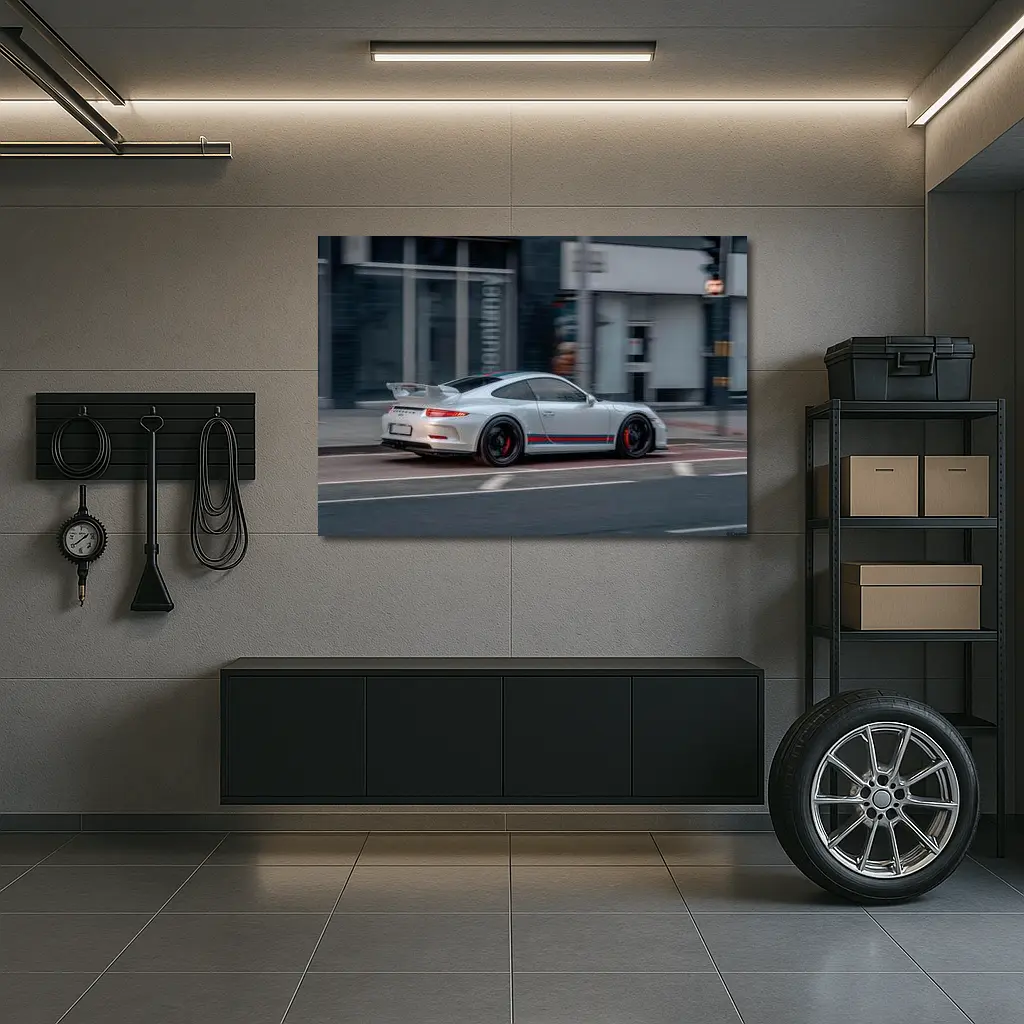 Porsche 911 GT3 White City Street – Wall Art