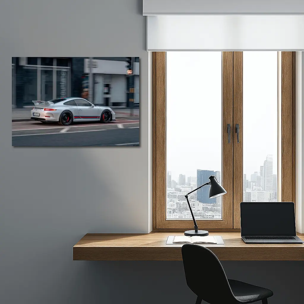 Porsche 911 GT3 White City Street – Wall Art