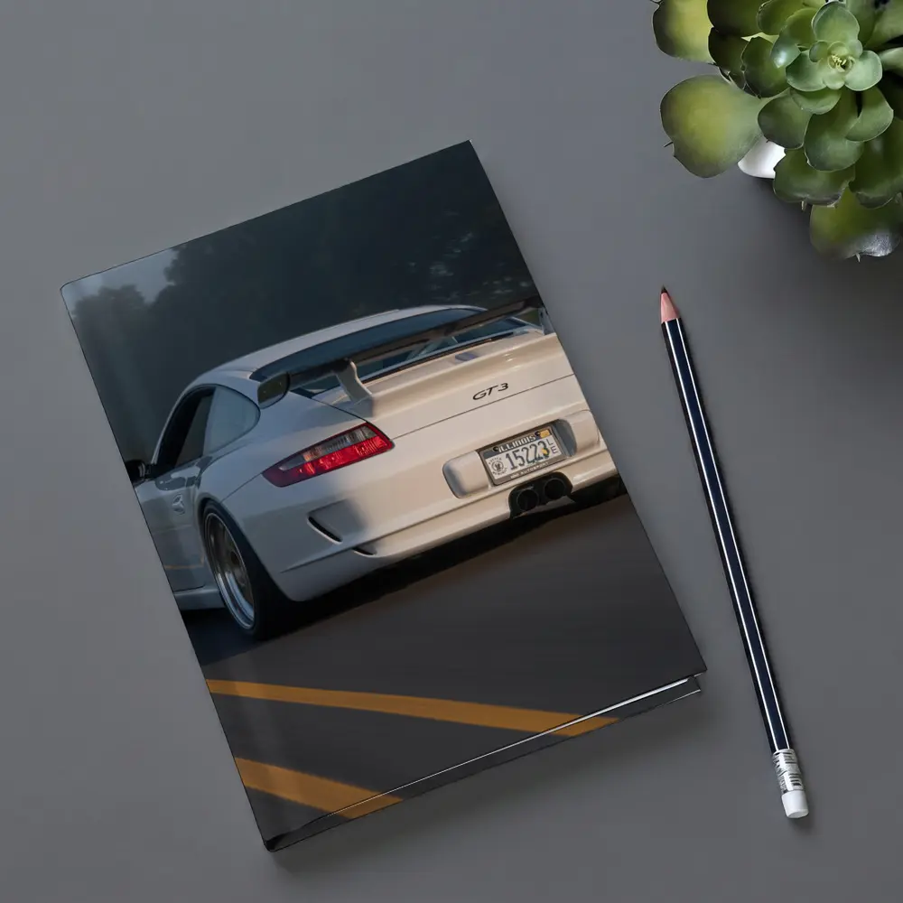 Porsche 911 GT3 White Rear Foggy Road – Notebooks