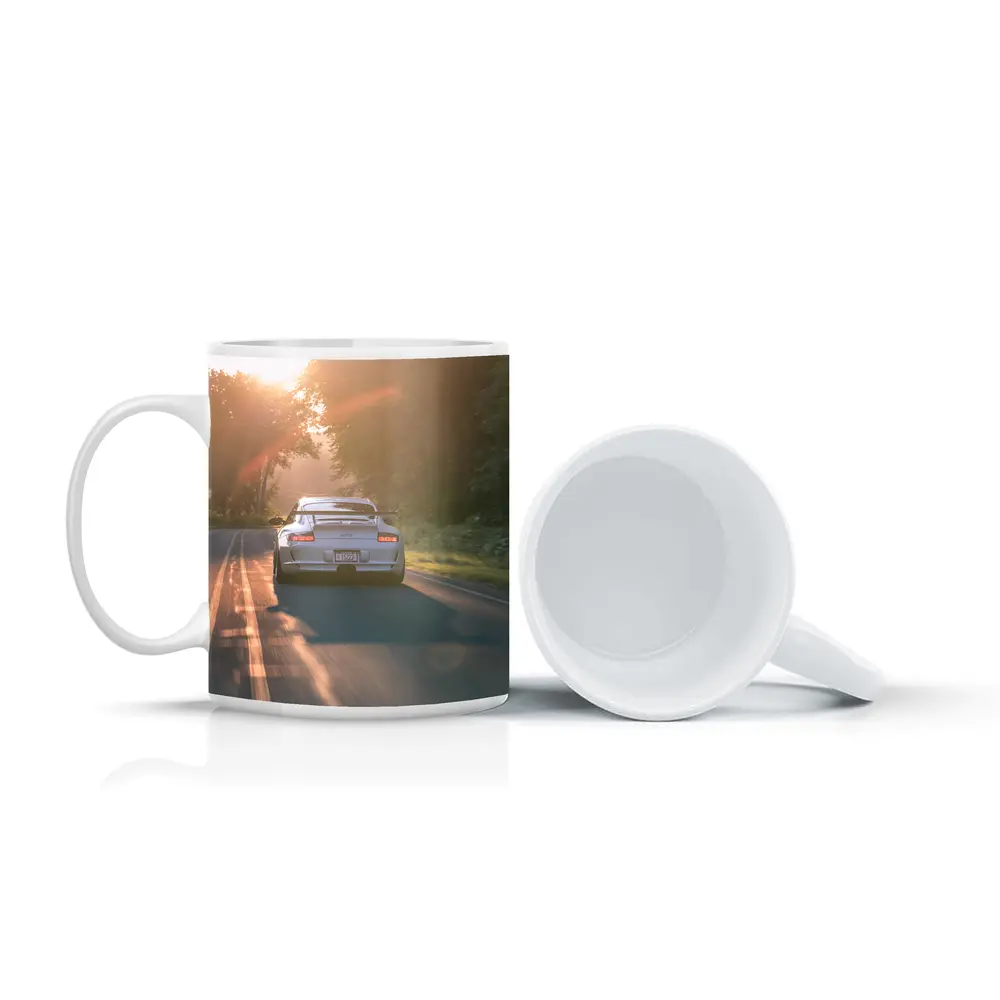 Porsche GT3 Driving Sunlit Country Road – Mugs