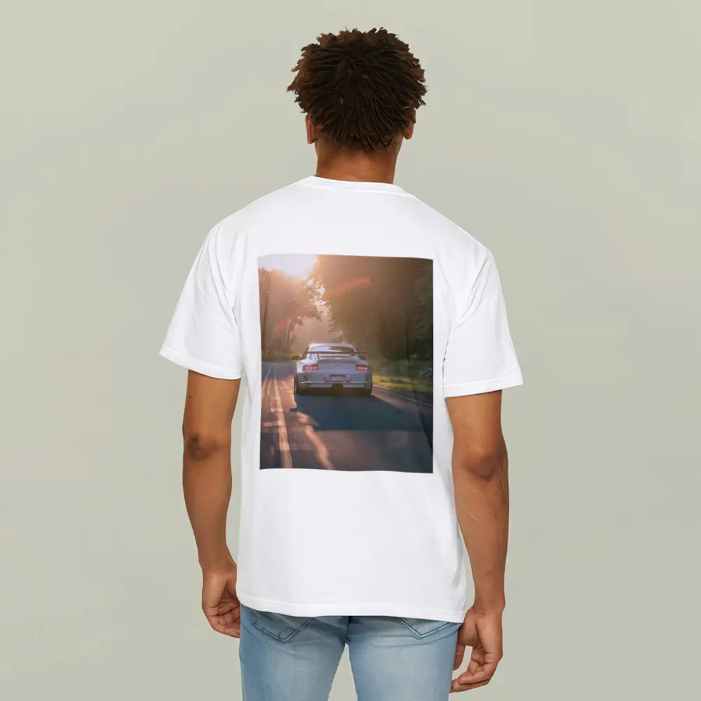 Porsche GT3 Driving Sunlit Country Road – T-Shirts