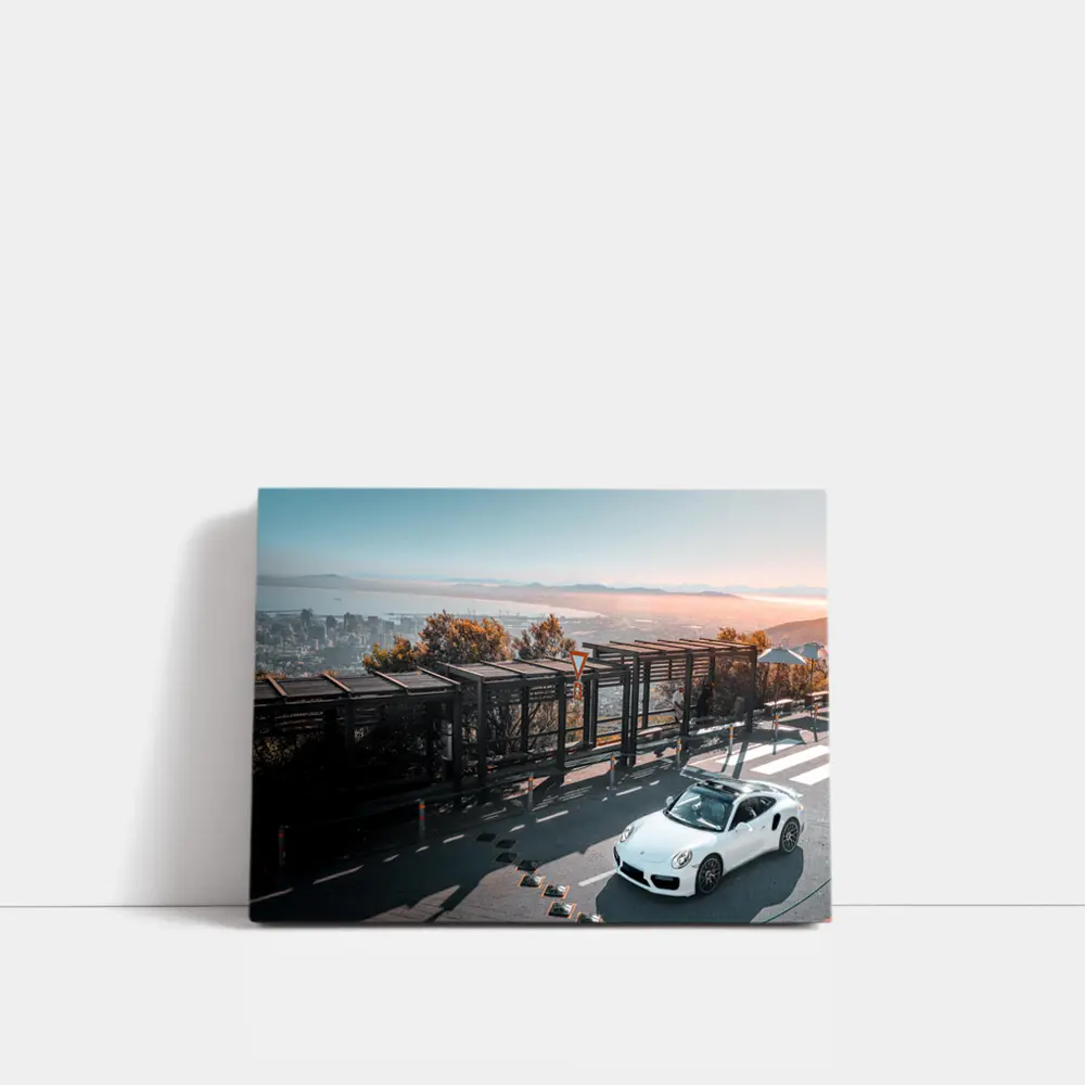 White Porsche 911 Turbo City Overlook – Wall Art