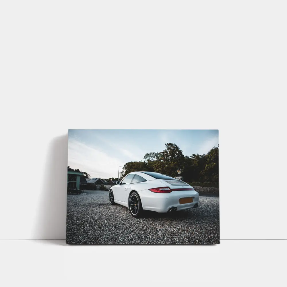 Porsche 911 White Rear Gravel Setting – Wall Art