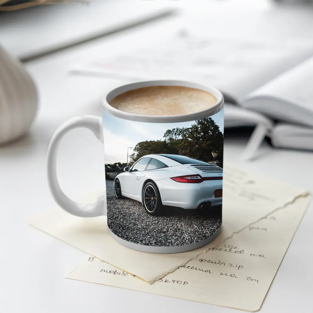 Porsche 911 White Rear Gravel Setting – Mugs