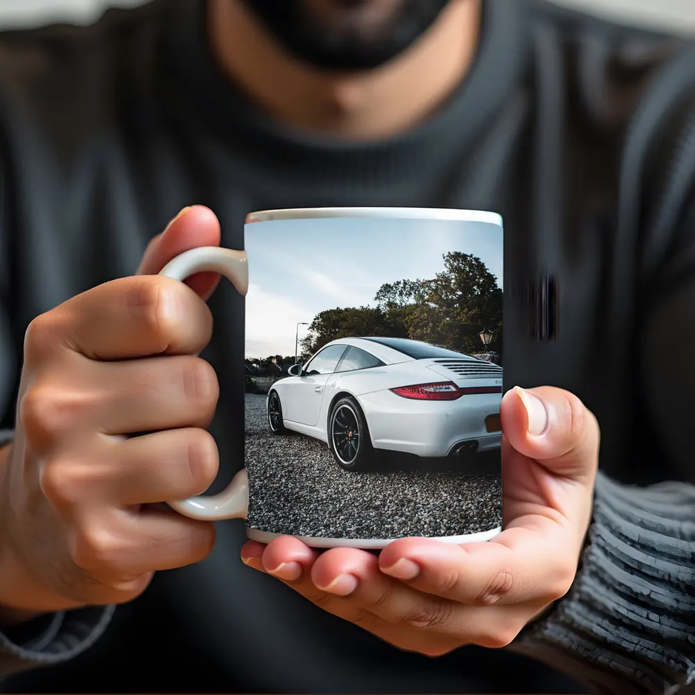 Porsche 911 White Rear Gravel Setting – Mugs