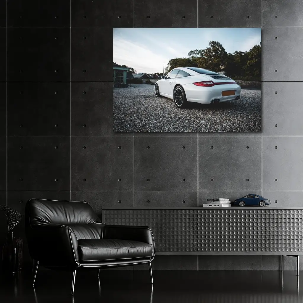 Porsche 911 White Rear Gravel Setting – Wall Art