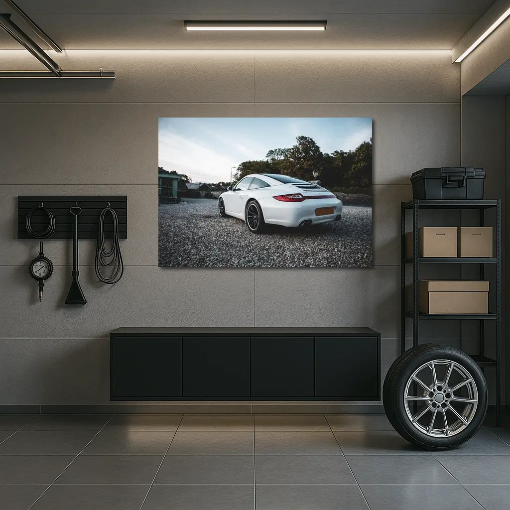 Porsche 911 White Rear Gravel Setting – Wall Art