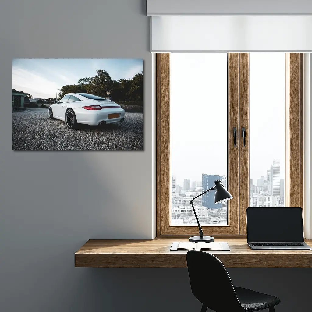 Porsche 911 White Rear Gravel Setting – Wall Art