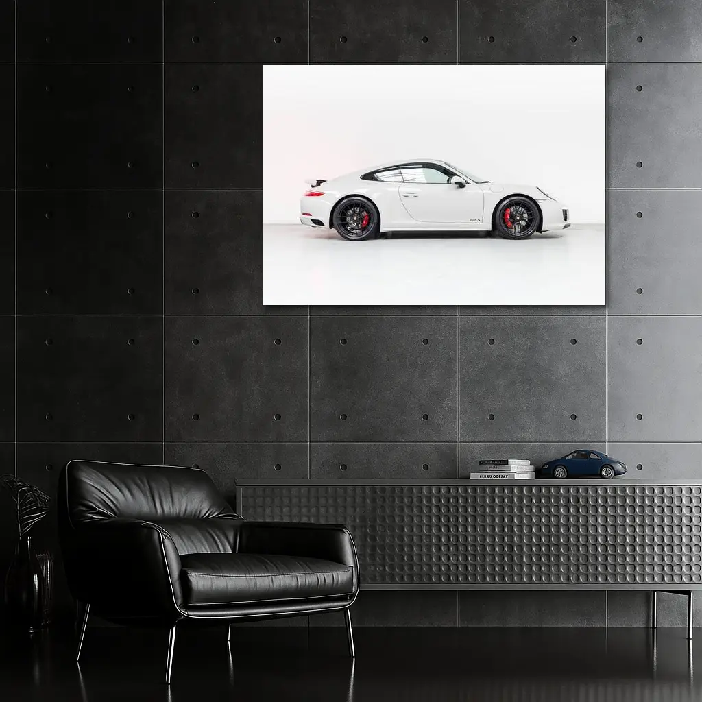Porsche 911 GTS White Studio Side – Wall Art