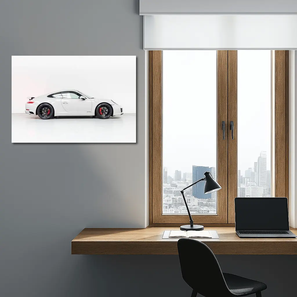 Porsche 911 GTS White Studio Side – Wall Art