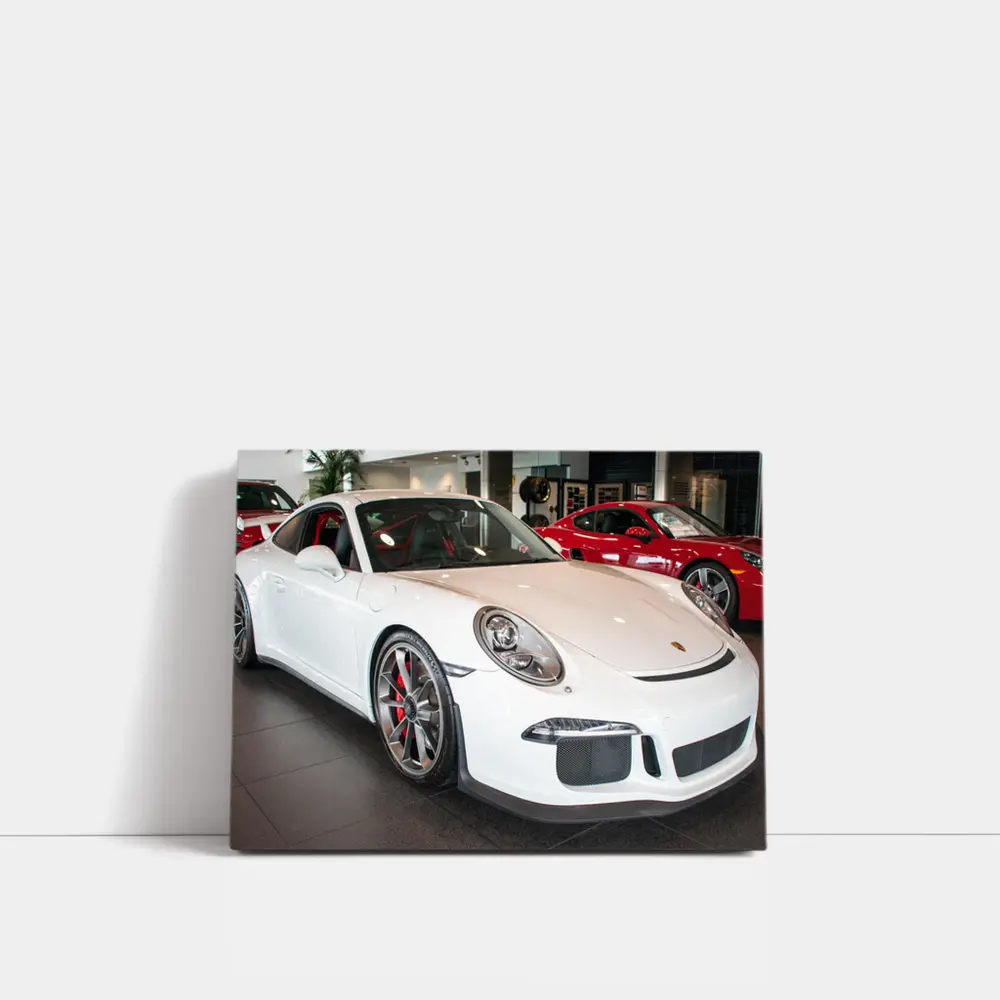 Porsche 911 GT3 White Car Dealership – Wall Art