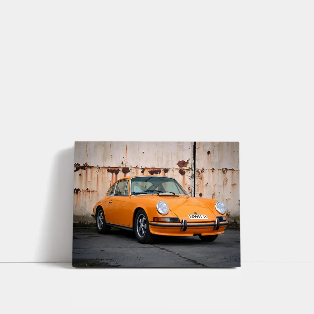 Porsche 911 Orange Classic Car Rusty Wall – Wall Art