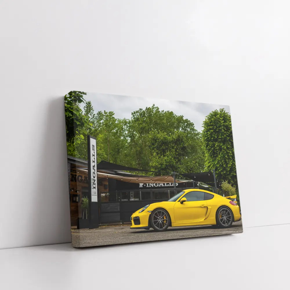 Yellow Porsche Cayman GT4 Street Parked – Wall Art