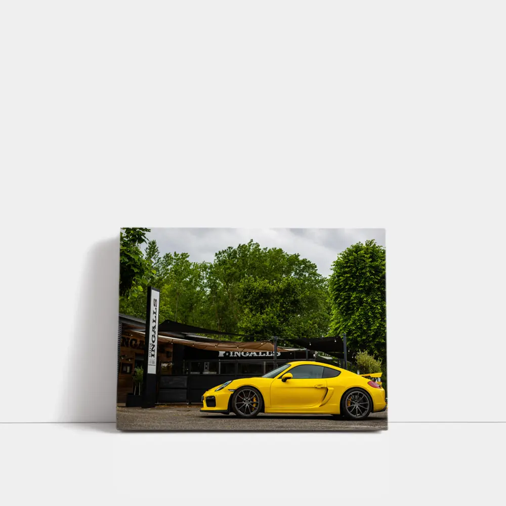 Yellow Porsche Cayman GT4 Street Parked – Wall Art