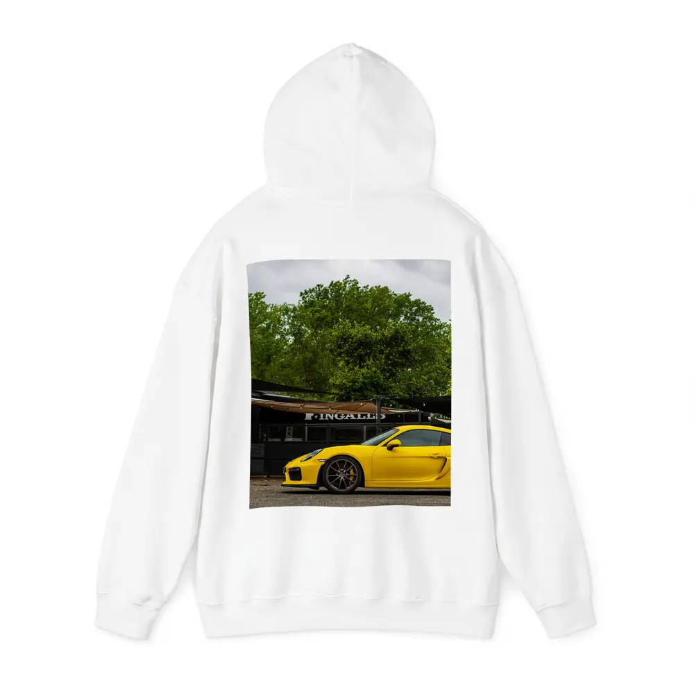 Yellow Porsche Cayman GT4 Street Parked – Hoodies