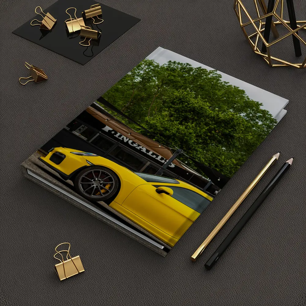 Yellow Porsche Cayman GT4 Street Parked – Notebooks