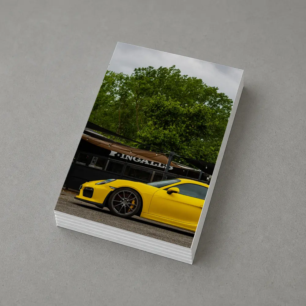 Yellow Porsche Cayman GT4 Street Parked – Postcards