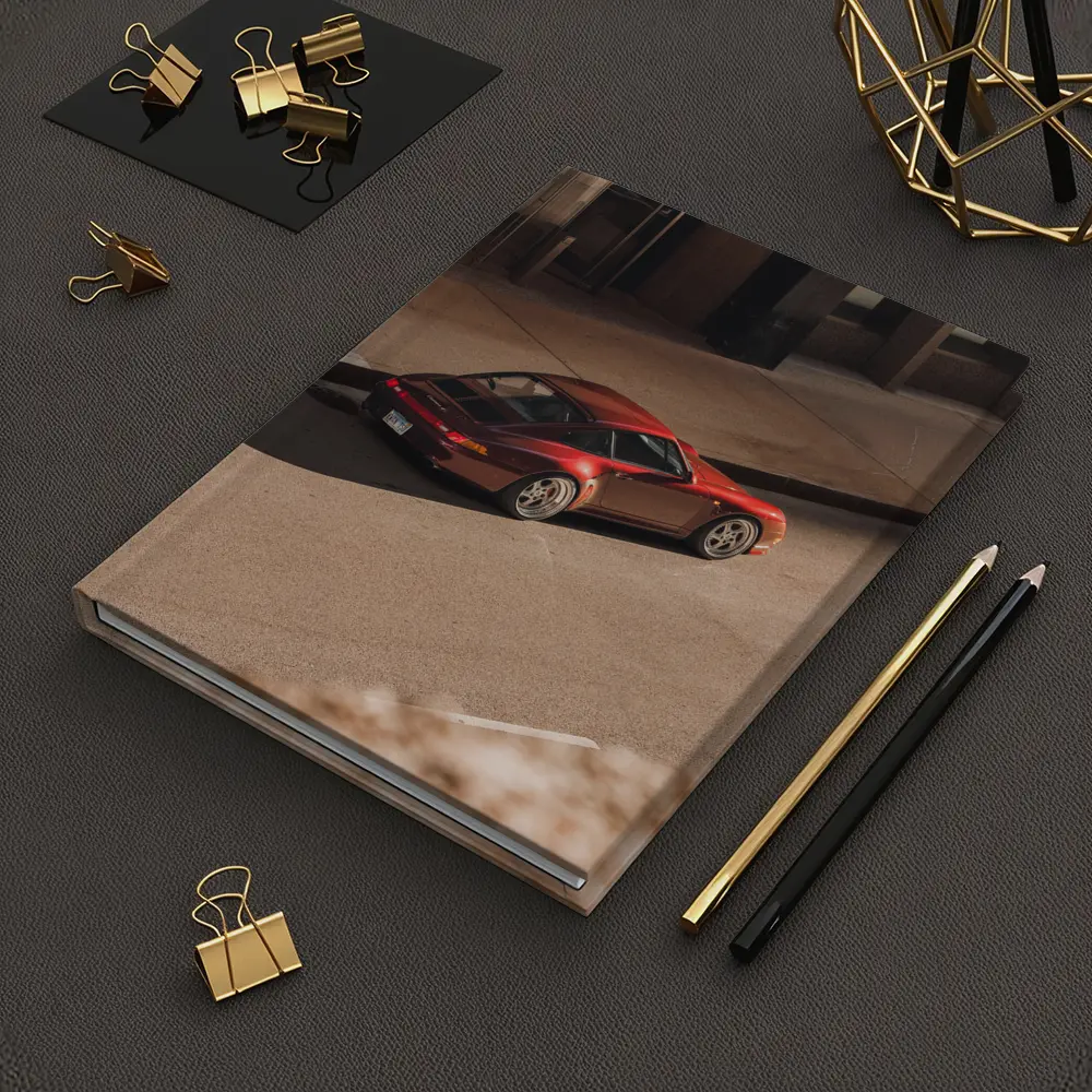 Red Porsche 911 Parked Urban Street – Notebooks