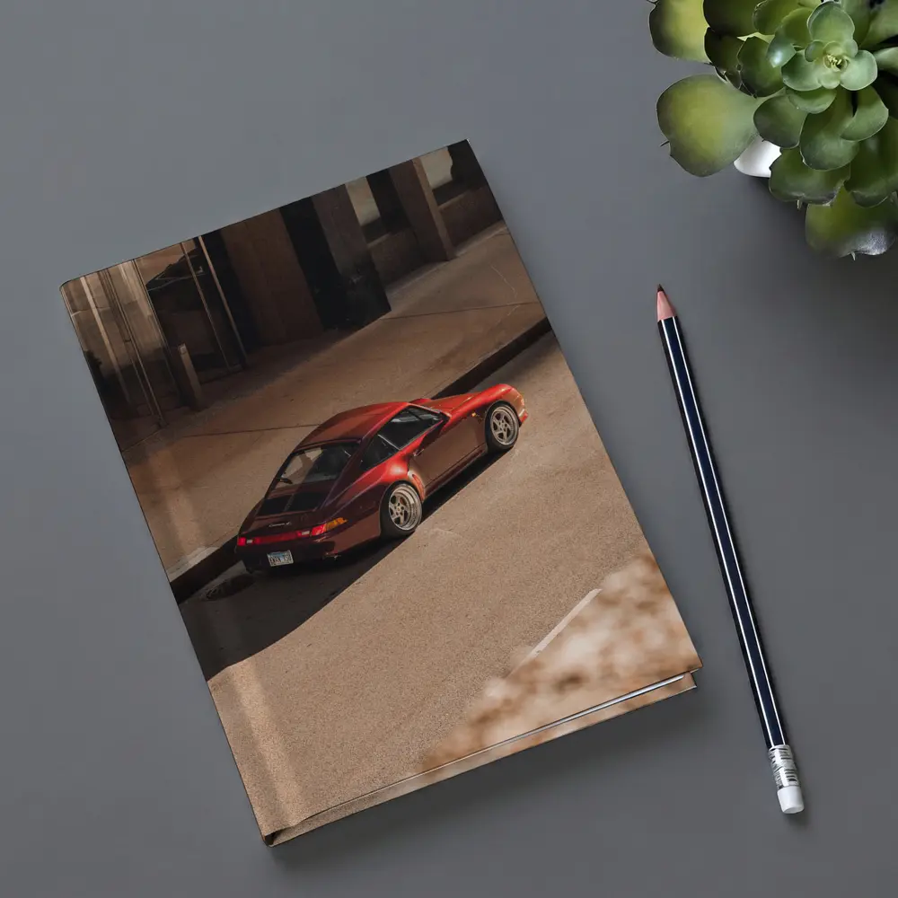 Red Porsche 911 Parked Urban Street – Notebooks